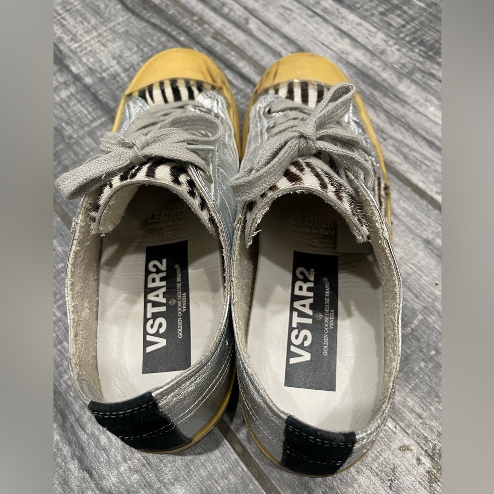Golden Goose silver leather & Zebra star Sneaker Size 40 $685 - Picture 5 of 8